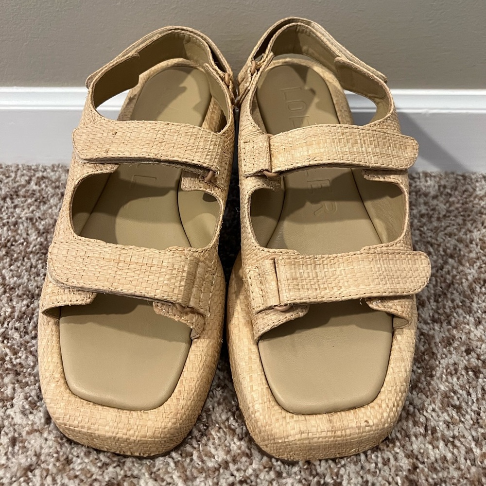 Loeffler Randall size 9 - Blaise natural raffia platform sandal